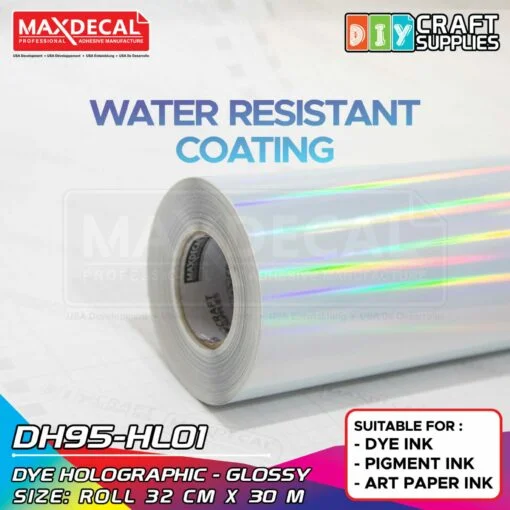 MAXDECAL DH95-HL01 Stiker Vinyl Hologram PET Inkjet Coating A3 Roll 32cm x 30m