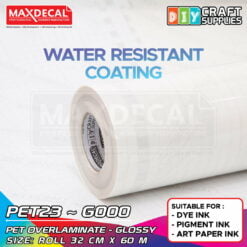 MAXDECAL PET23-G000 Stiker Laminasi Glossy PET Waterbase Adhesive A3 Roll 32cm x 60m